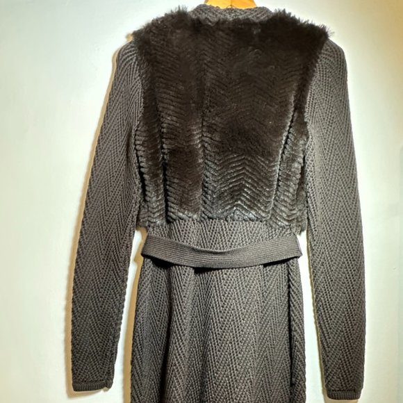 Elie Tahari Wool/Fur Long Belted Sweater - Picture 8 of 10